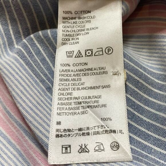 Tommy Bahama Shirt 100% Cotton Stripe Pink Blue Short Sleeve Hawaiian Camp Fishi - Picture 5 of 8